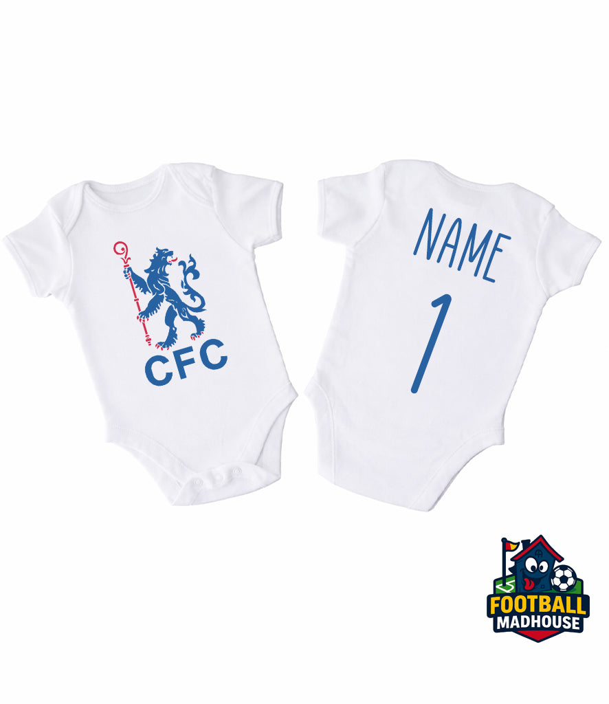 Chelsea Retro Football Personalised Bodysuit