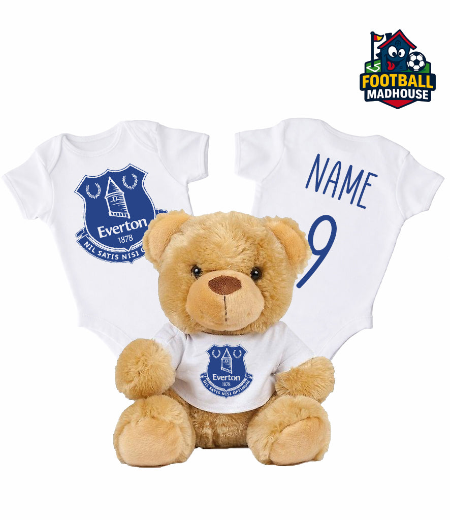 Everton Personalised Teddy Bear & Bodysuit