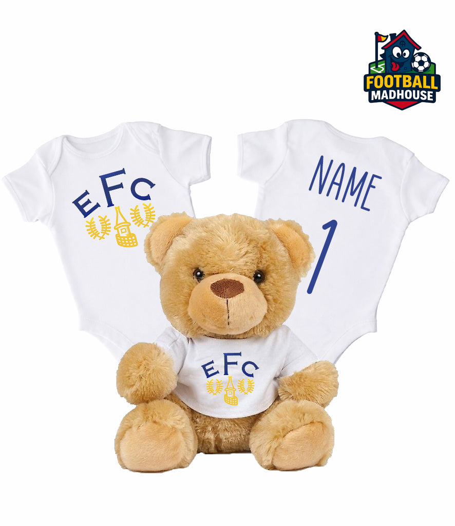 Everton Retro Personalised Teddy Bear & Bodysuit