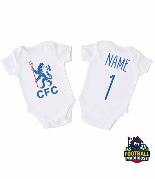 Chelsea Retro Football Personalised Bodysuit