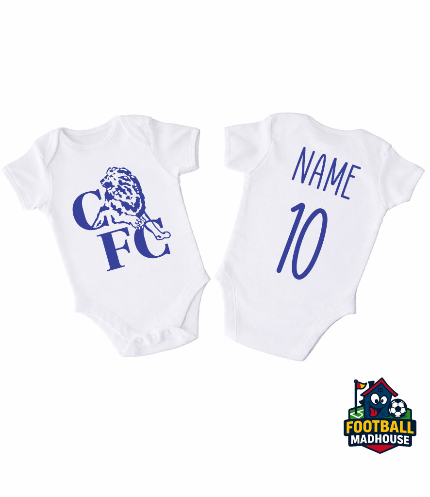 Chelsea Retro Football Personalised Bodysuit