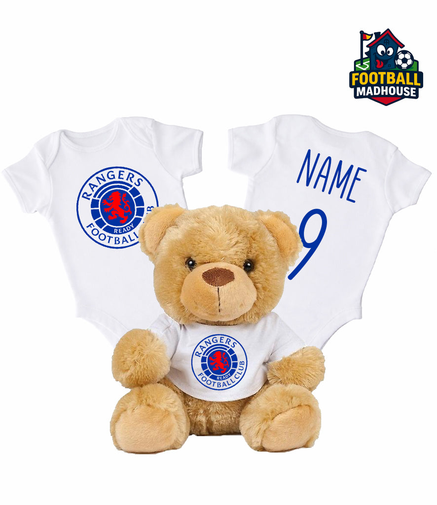 Glasgow Rangers Retro Personalised Teddy Bear & Bodysuit