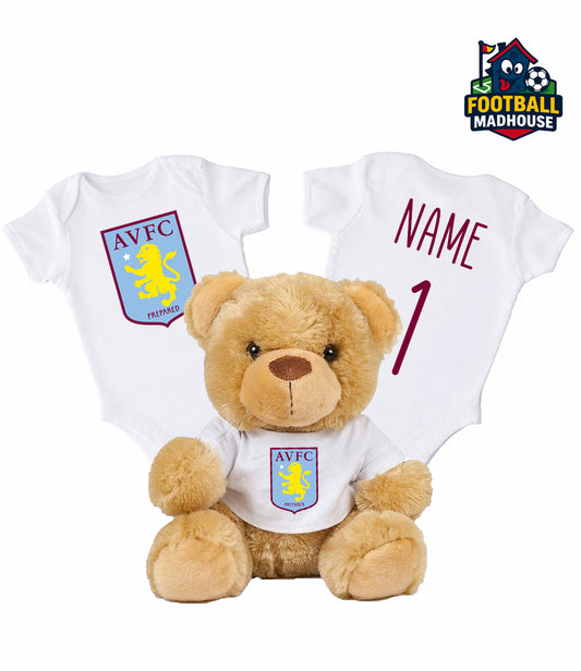 Aston Villa Personalised Teddy Bear & Bodysuit