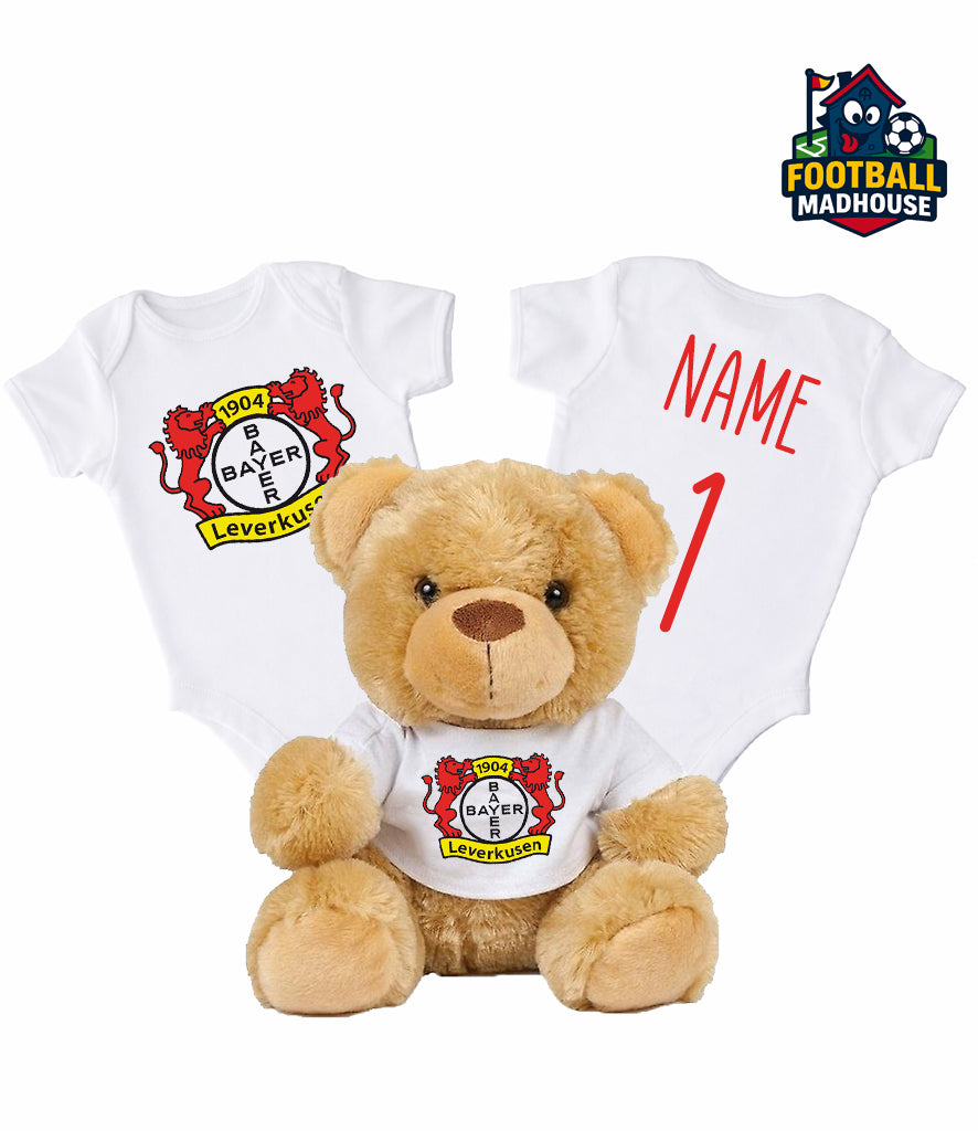 Bayer Leverkusen Personalised Teddy Bear & Bodysuit