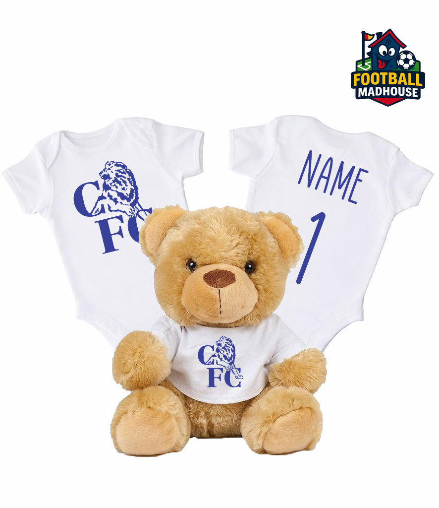 Chelsea Retro Personalised Teddy Bear & Bodysuit
