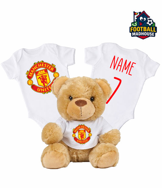Man Utd Personalised Teddy Bear & Bodysuit