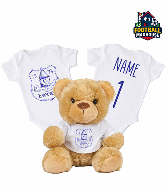 Everton Personalised Teddy Bear & Bodysuit