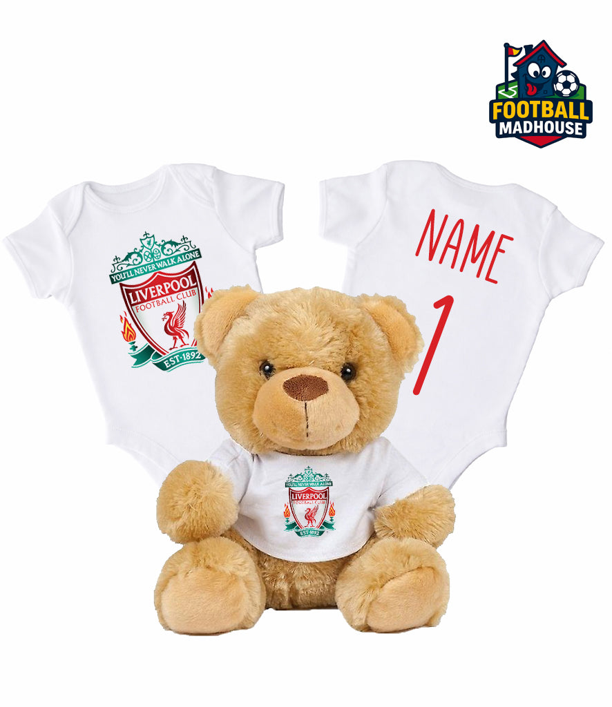 Liverpool Retro Personalised Teddy Bear & Bodysuit