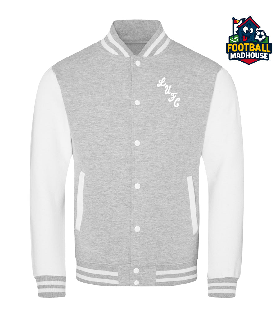 Leeds United 1996 Retro Grey & White Varsity Jacket