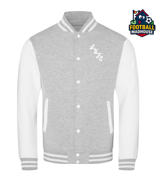 Leeds United 1996 Retro Grey & White Varsity Jacket